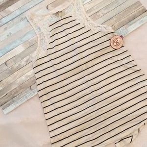 Black/Cream Tank Top with Lace Detailing